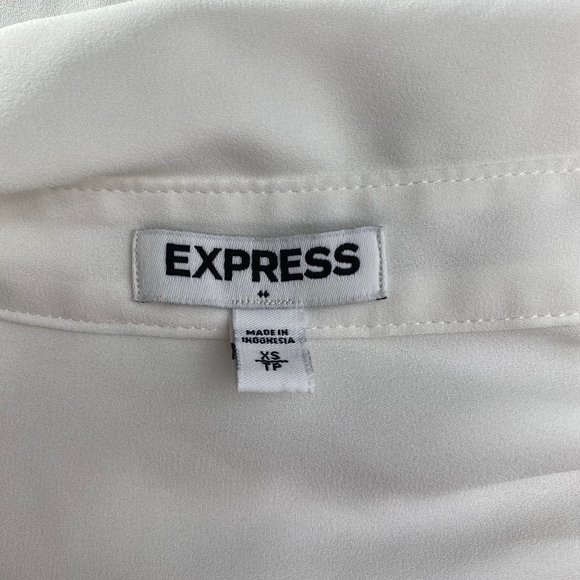 Express Sheer White Portofino Long Sleeve Shirt - Picture 9 of 10